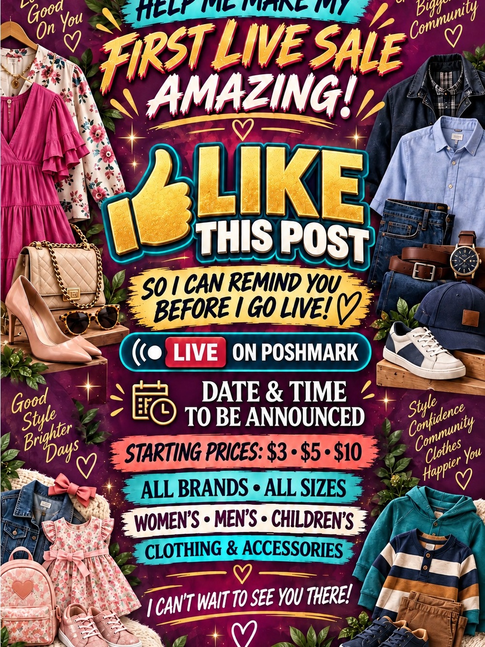 🎉 Like My Listings—My First Poshmark Live Is Coming Soon! 🛍️